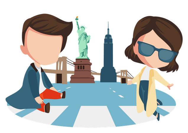 Couple travel to New York  Illustration