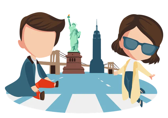 Couple travel to New York  Illustration