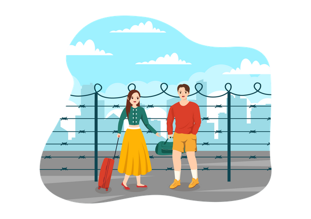 Couple travelling  Illustration