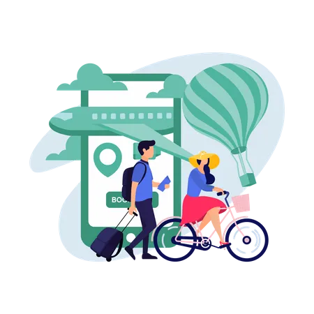 Couple Travelling  Illustration