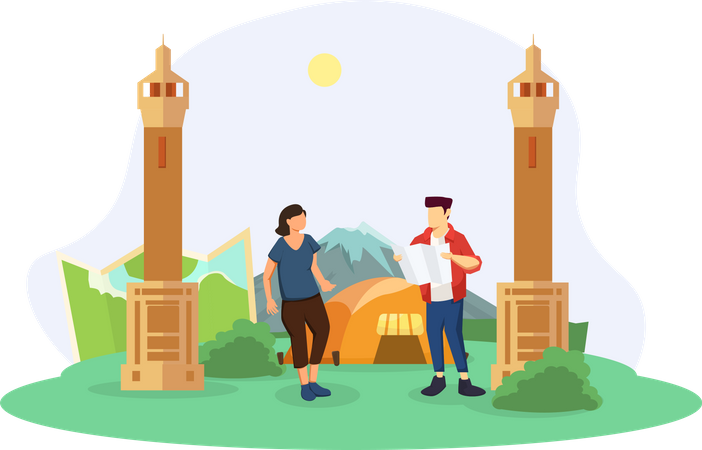 Couple travelling  Illustration