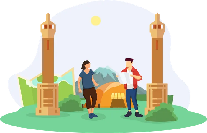 Couple travelling  Illustration