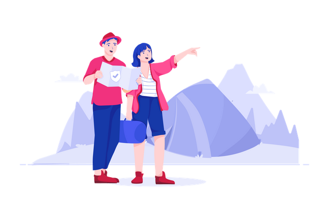 Couple travelling  Illustration