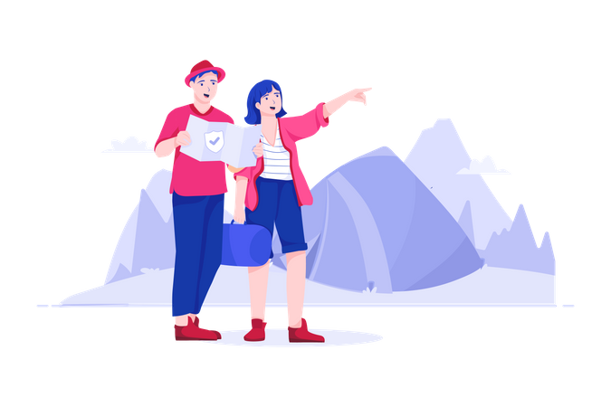 Couple travelling  Illustration
