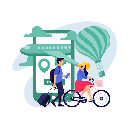 Couple Travelling  Illustration