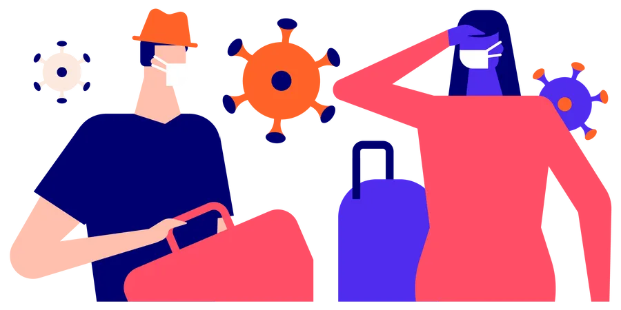 Couple travelling in pandemic  Illustration