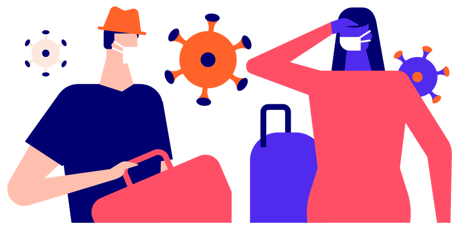 Couple travelling in pandemic  Illustration