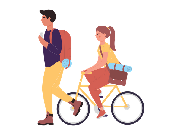 Couple travelling together  イラスト