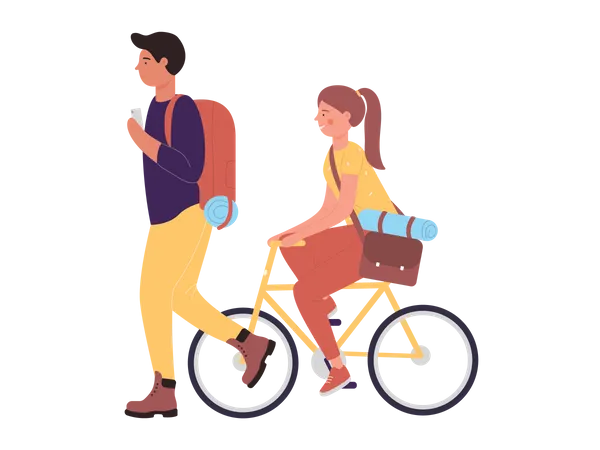 Couple travelling together  イラスト