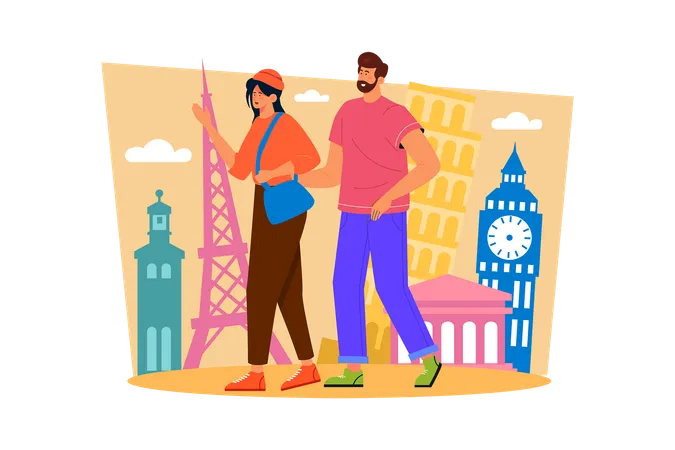 Couple travelling together  Illustration