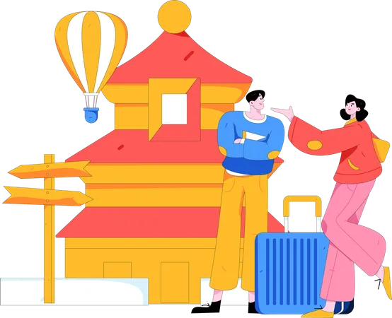 Couple travelling together  Illustration