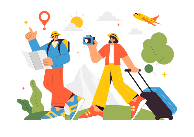 Couple travelling together  Illustration