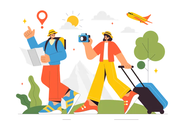 Couple travelling together  Illustration