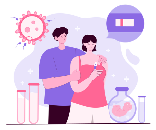 Couple undergoing in vitro fertilization proces  Illustration