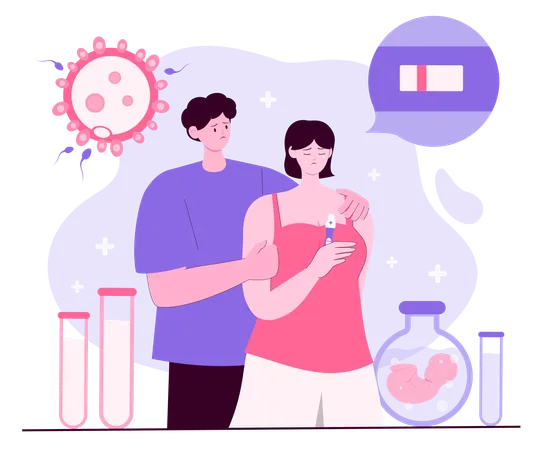 Couple undergoing in vitro fertilization proces  Illustration