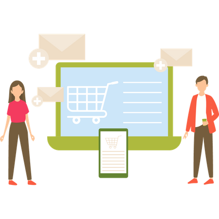 Couple using E-commerce  Illustration