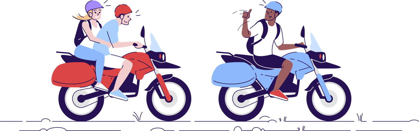 Couple using local transport with guide  Illustration