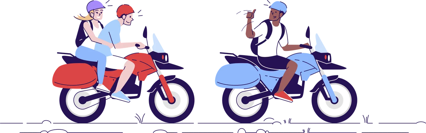 Couple using local transport with guide  Illustration