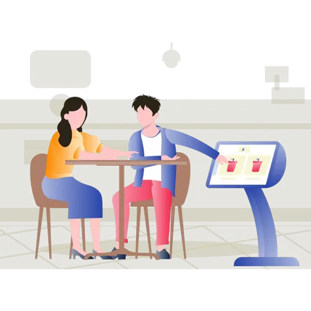 Couple utilisant un dispositif de commande automatique pour la commande de jus  Illustration