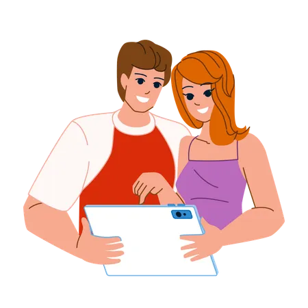 Couple utilisant une tablette  Illustration