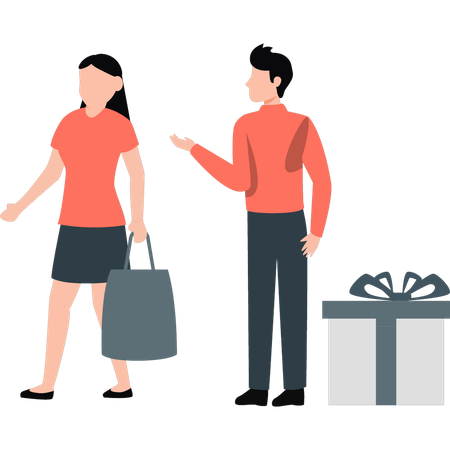 Un couple va faire du shopping  Illustration