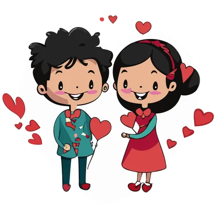 Heureux couple avec coeur  Illustration