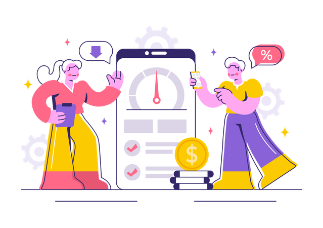 People working on credit score rating  Illustration