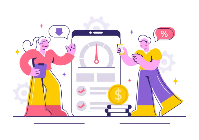 People working on credit score rating  Illustration