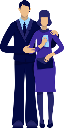 Couple visiting funeral Illustration