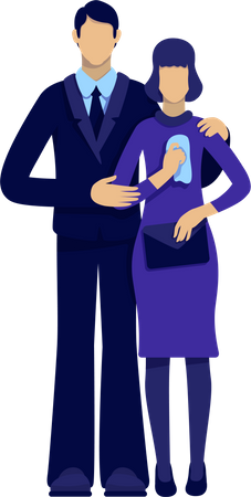 Couple visiting funeral  Illustration