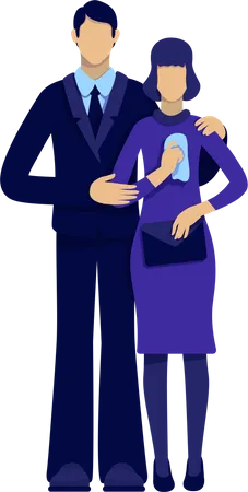 Couple visiting funeral  Illustration