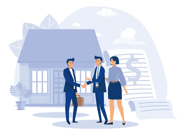 Couple Visiting Real Estate Broker  Illustration