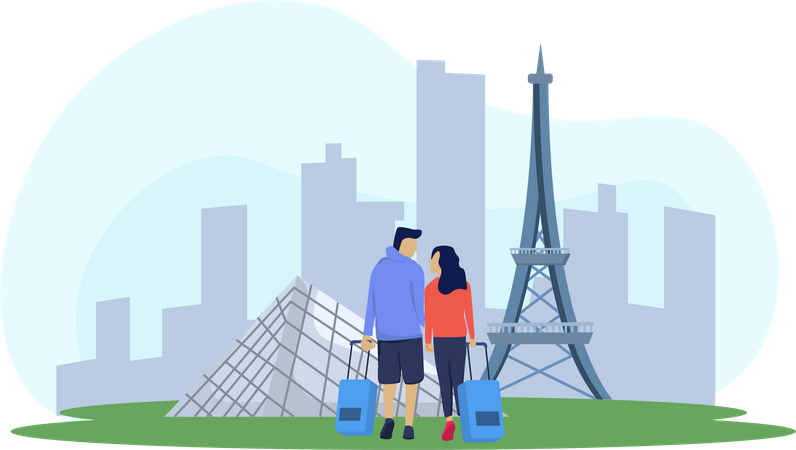 Couple en voyage  Illustration