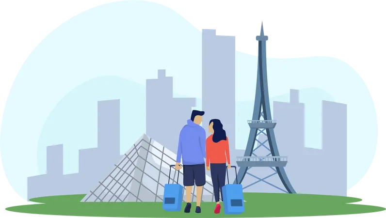 Couple en voyage  Illustration