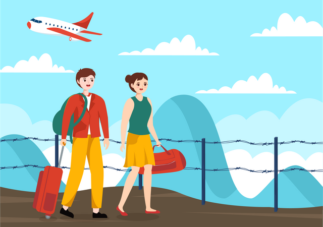 Couple en voyage  Illustration