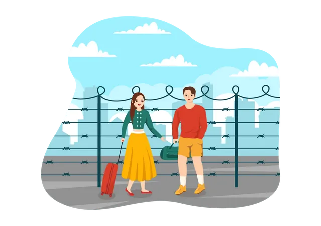 Couple en voyage  Illustration