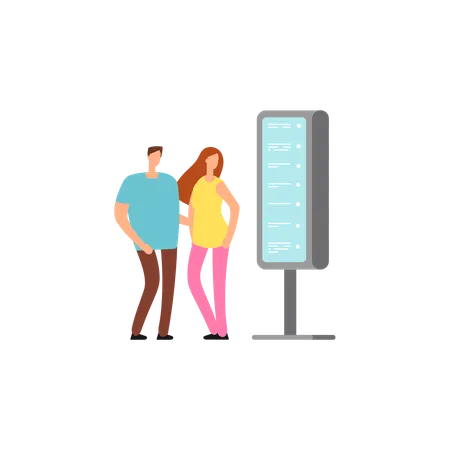 Couple waiting for their turn in theater  Illustration
