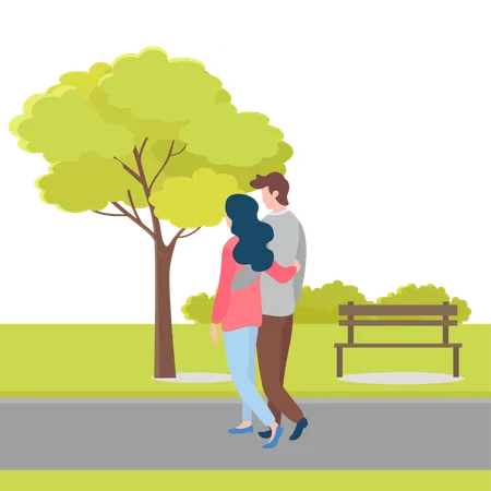 Couple walk  Illustration