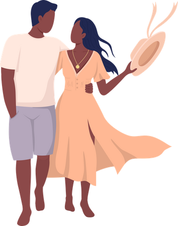 Couple walking barefoot Illustration