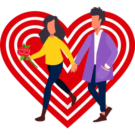 Couple walking  Illustration