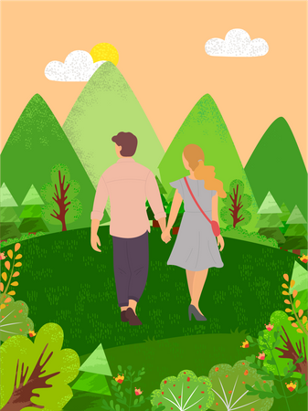 Couple Walking  Illustration