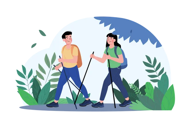Couple Walking In The Forest Illustration Concept On White Background Illustration