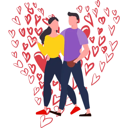Couple walking on valentine day  Illustration