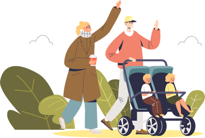 Couple walking outdoors  Illustration
