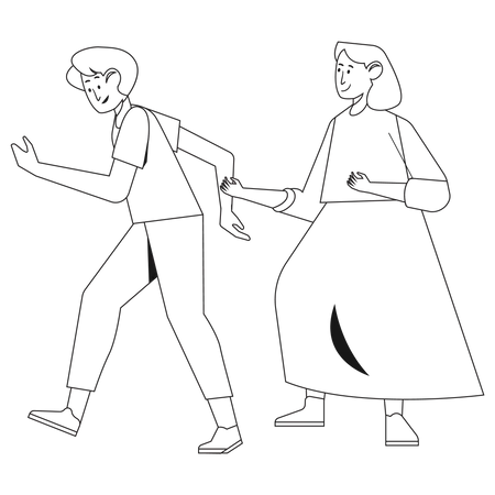 Couple walking together Illustration