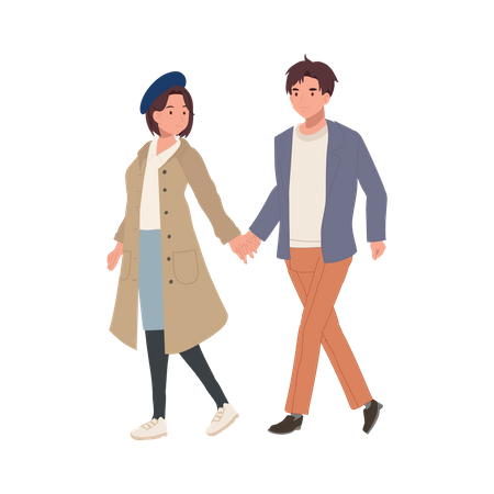 Couple Walking Together  Illustration