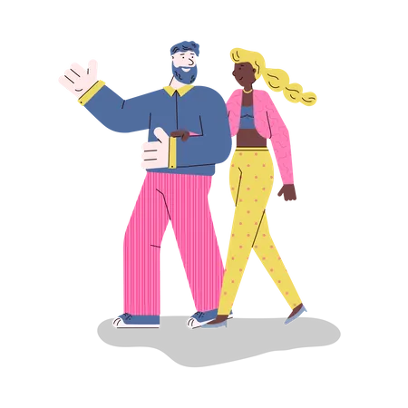 Couple walking together  Illustration