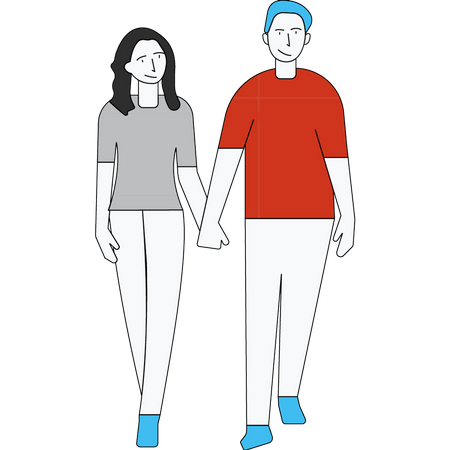 Couple walking together  Illustration