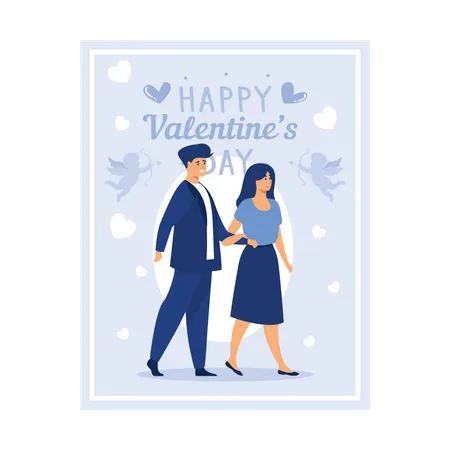 Couple walking together  Illustration