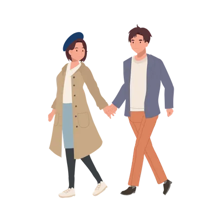 Couple Walking Together  Illustration